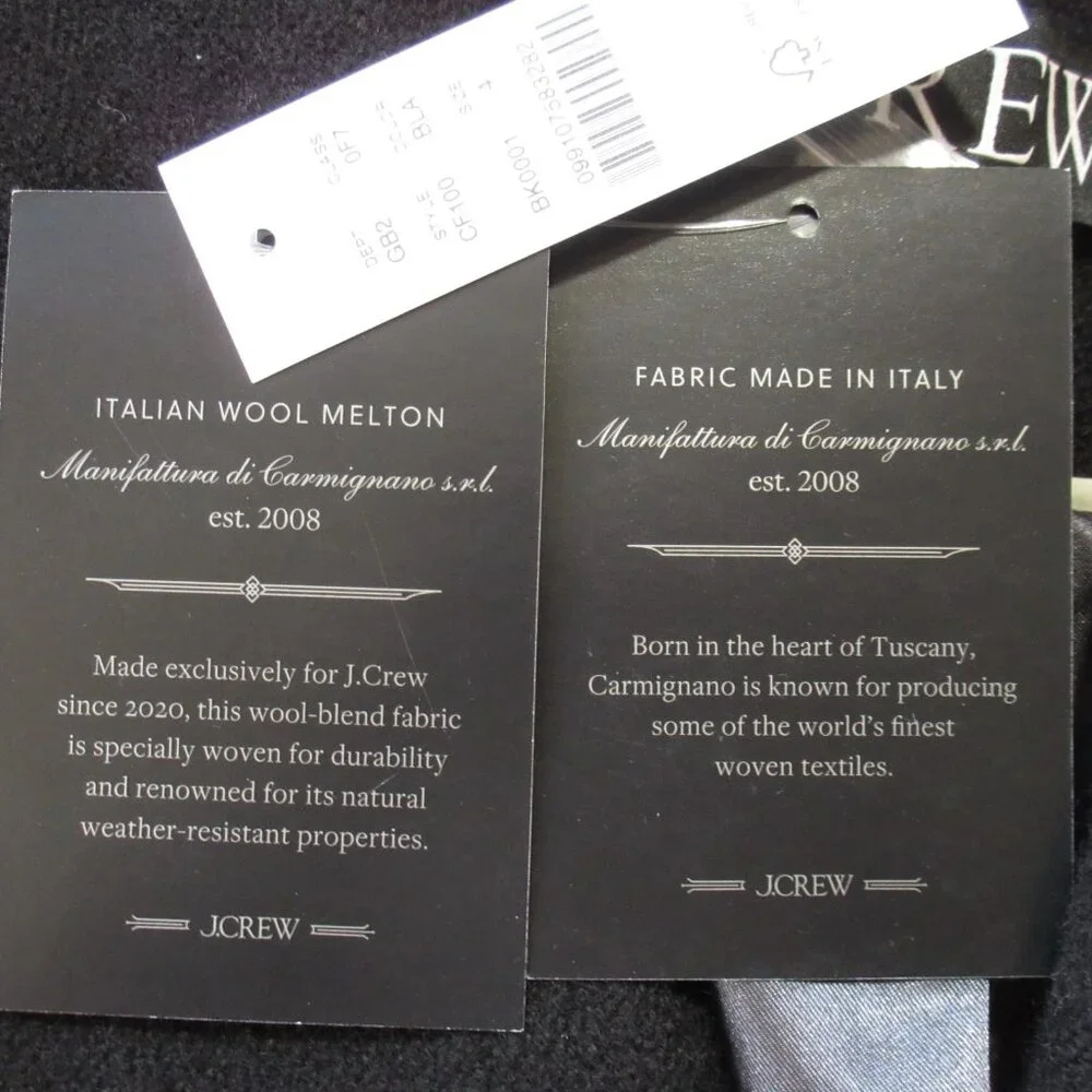 NWT J.Crew Savoy Topcoat in Black Italian Wool-blend Melton Coat 4